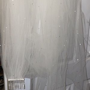 Rhinestone cathedral tulle veil